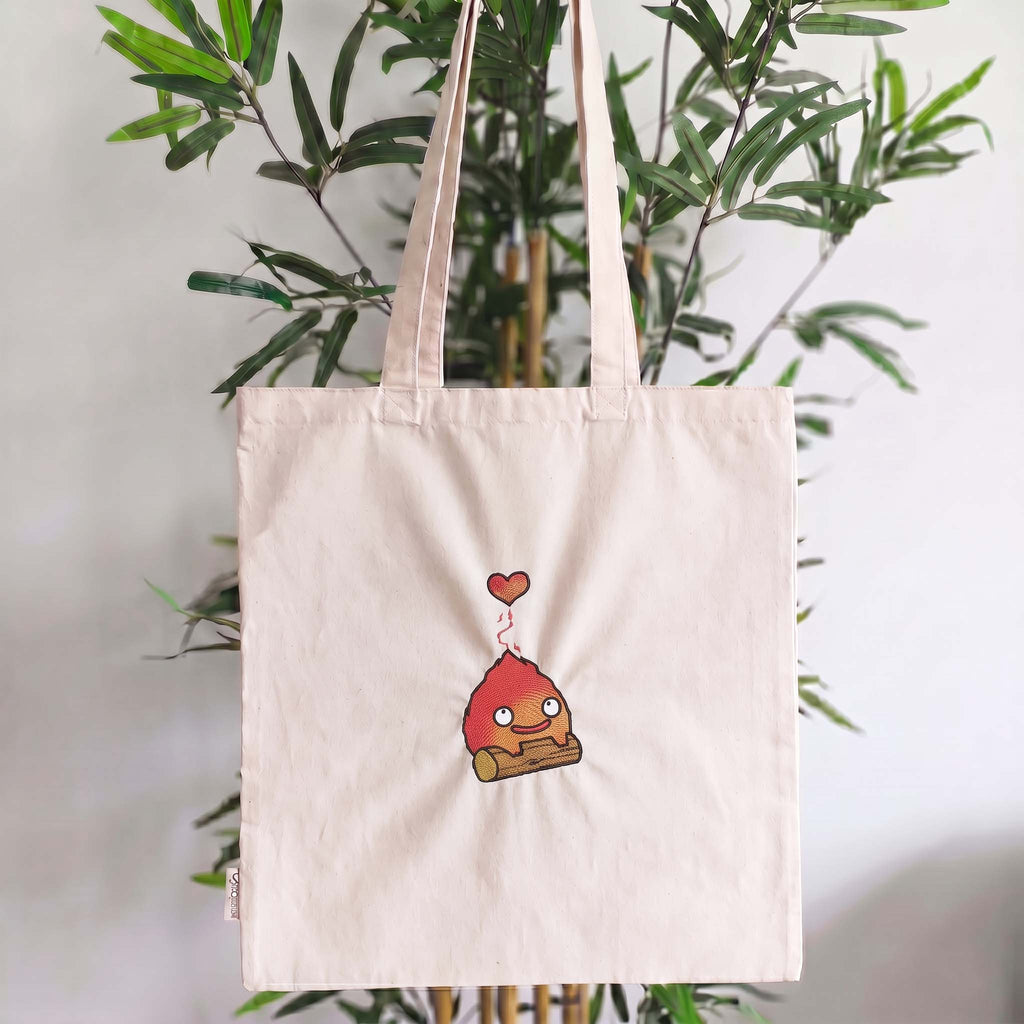 Tote Bag Calcifer Ricamata (Fan Art)