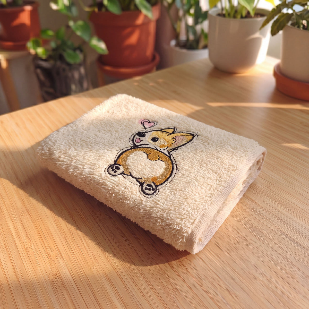 Asciugamano Ricamato Corgi Butt